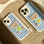 خرس پارچه ای با بند سیلیکونی آیفون / سامسونگ / شیائومی (کدc1207)
