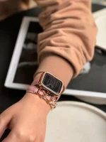 بند اپل واچ چرم کارتیر سانتوس همراه با گارد نگین دار (کدw5008) - Image 5
