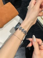 بند اپل واچ Diamond leaf bracelet با گارد نگینی (کدw5072) - Image 3