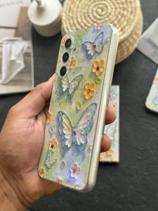 قاب موبایل ( آیفون - سامسونگ ) گل بابونه و پروانه آبرنگی محافظ لنزدار - Image 3
