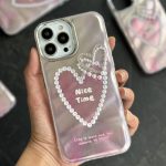 قاب موبایل آیفون نایس تایم قلب مرواریدی برجسته