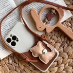 قاب موبایل آیفون گربه مینیمال جاکارتی دار محافظ لنزدار