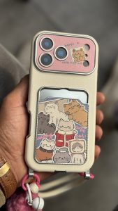 قاب موبایل آیفون گربه اسکاتیش جاکارتی دار + بند و آویزمنگوله ست - تصویر 2