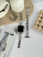 بند اپل واچ فلزی پاپیون کریستالی + گارد نگین دار (کدw5047)