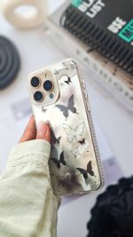 قاب موبایل پروانه هلوگرامی لنز باز دور مات ژله ای - Image 5
