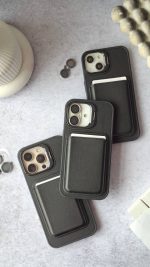 قاب موبایل Leather case قاب چرمی لنز استندی مگ سیف فعال همراه با ولت