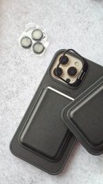 قاب موبایل Leather case قاب چرمی لنز استندی مگ سیف فعال همراه با ولت - Image 5