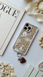 قاب موبایل Gray leopard همراه با آویز قلب - Image 2