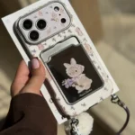 قاب خرگوش 🐇 جاکارتی آینه ای با آویز (کدC2311)